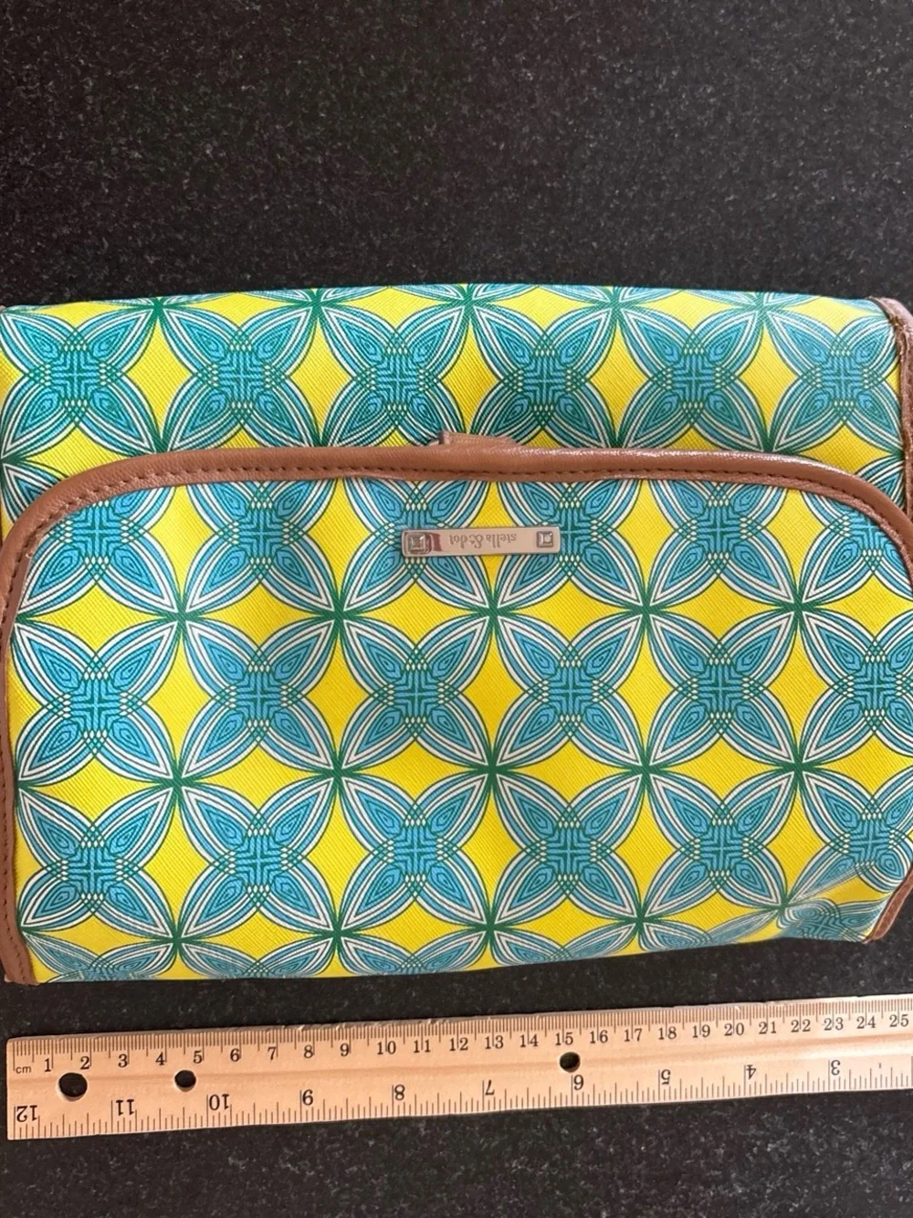Stella & Dot Yellow and Teal Travel Jewelry Case